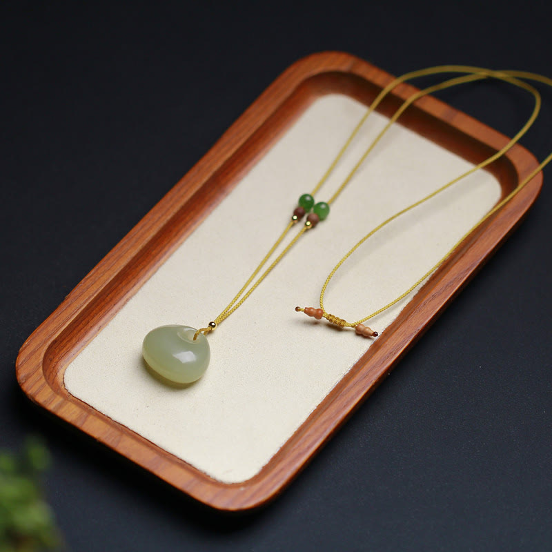 Natural Hetian Jade Small Bag Pattern Prosperity String Necklace Pendant - image 11