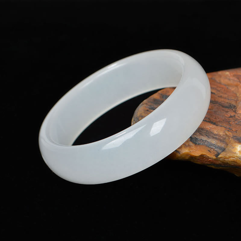Buddha Stones Natural Golden Silk Jade Wealth Luck Bracelet Bangle - Translucent White - 62mm - image 0