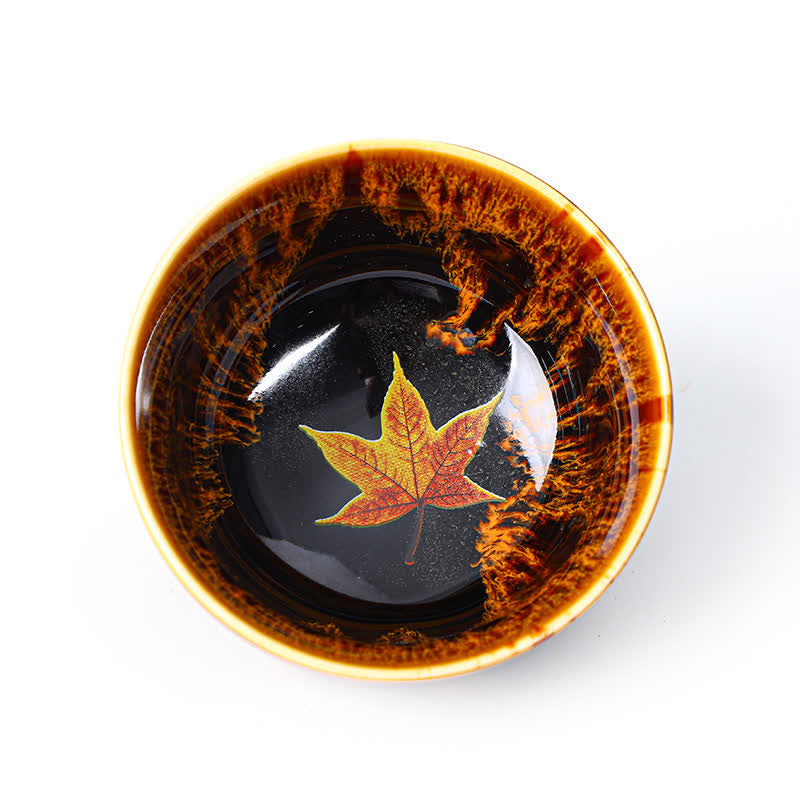 Buddha Stones Maple Leaf Colorful Ceramic Teacup Home Tea Cups - image 28