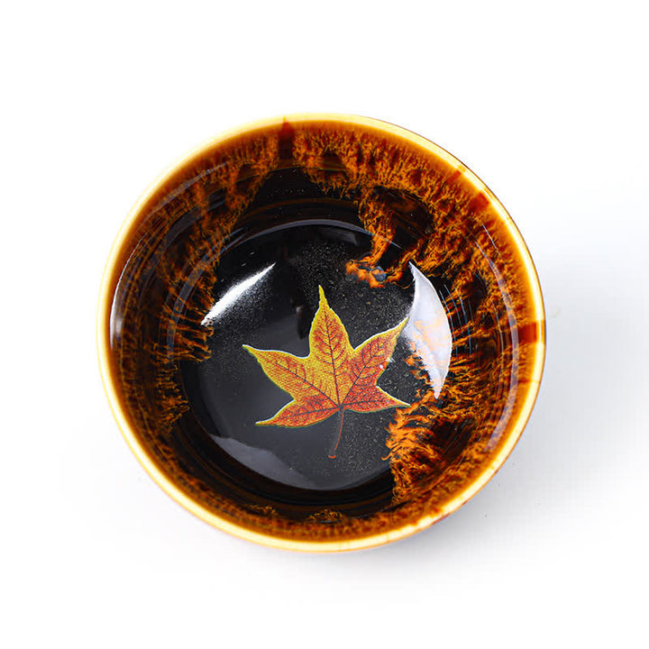 Buddha Stones Maple Leaf Colorful Ceramic Teacup Home Tea Cups - image 28