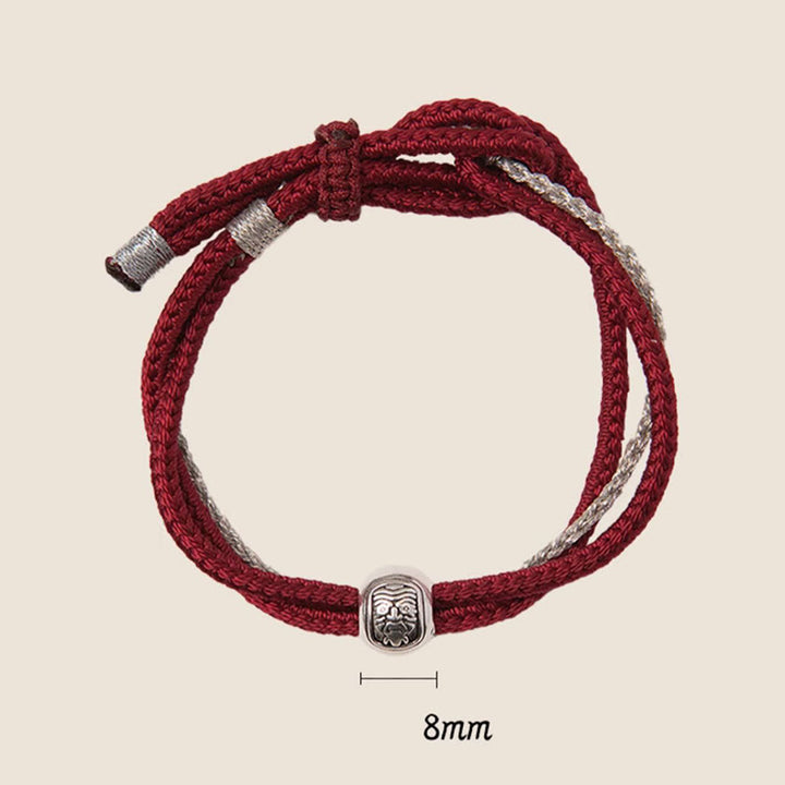 Buddha Stones 925 Sterling Silver Tibetan Zakiram Goddess of Wealth Luck Rope Bracelet - image 9