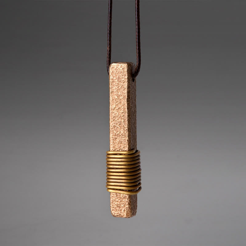 Buddha Stones Vintage Textured Design Copper Wealth Necklace Pendant - Copper(Wealth♥Luck) - image 0
