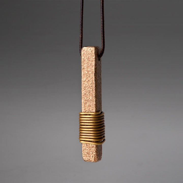 Buddha Stones Vintage Textured Design Copper Wealth Necklace Pendant - Copper(Wealth♥Luck) - image 0