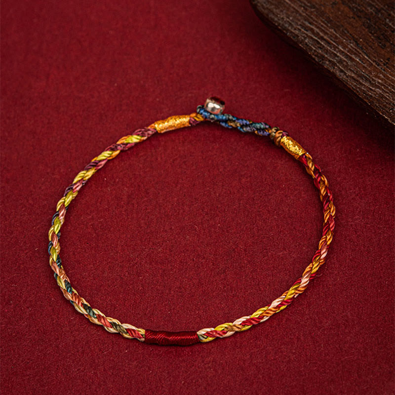 Buddha Stones Handmade Five Color Thread Luck Couple Child Adult Bracelet - image 4