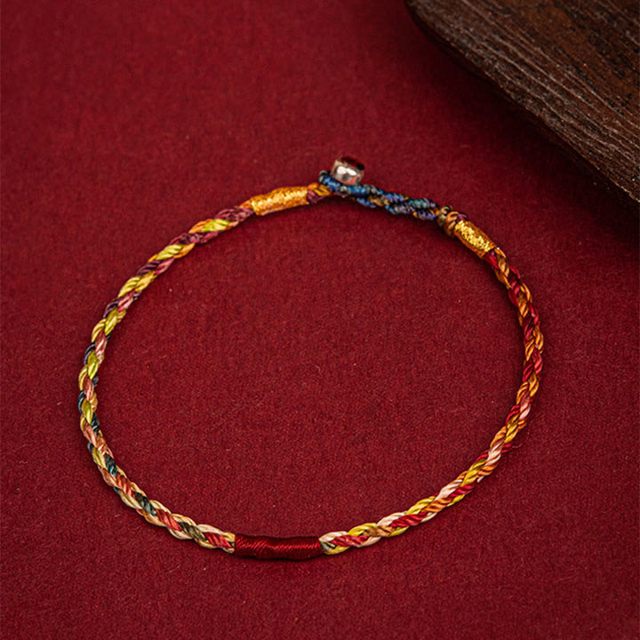 Buddha Stones Handmade Five Color Thread Luck Couple Child Adult Bracelet - image 4