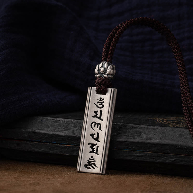 Buddha Stones 999 Sterling Silver Om Mani Padme Hum Engraved Lotus Wisdom Necklace Pendant - image 6