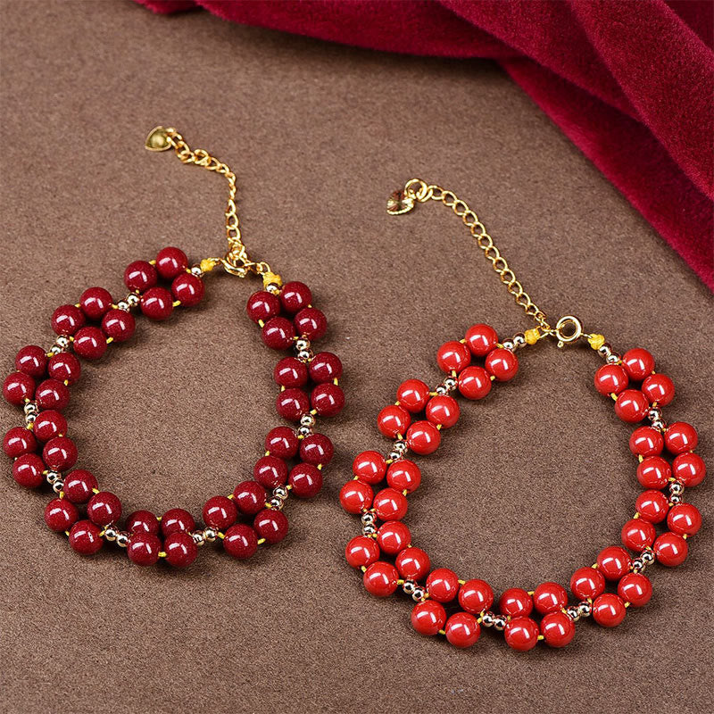 Buddha Stones Natural Cinnabar Beaded Blessing Bracelet - image 1