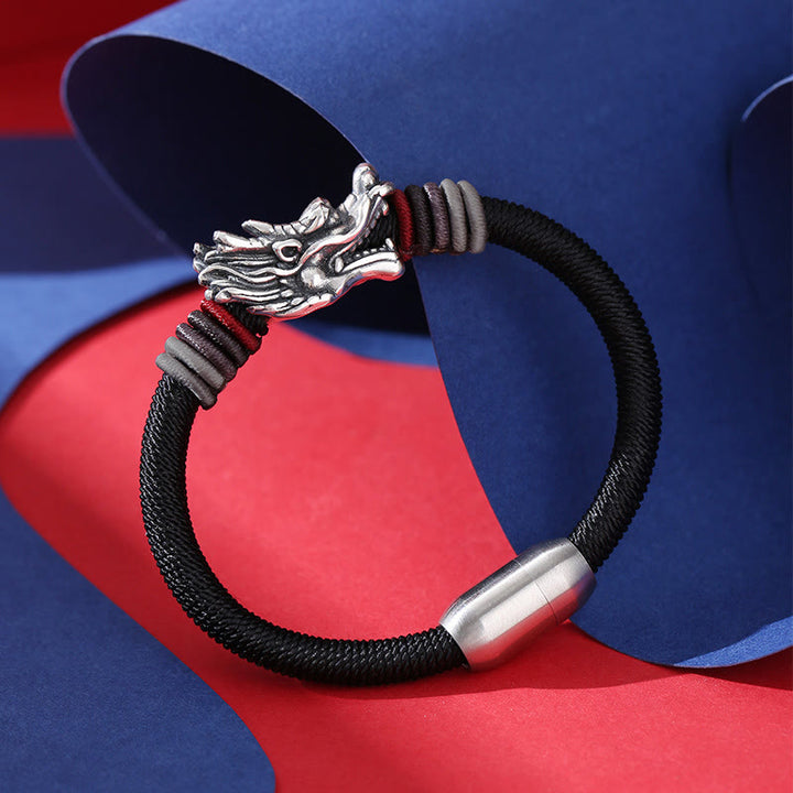 Buddha Stones 999 Sterling Silver Dragon Luck Handcrafted Braided Child Adult Bracelet - image 1