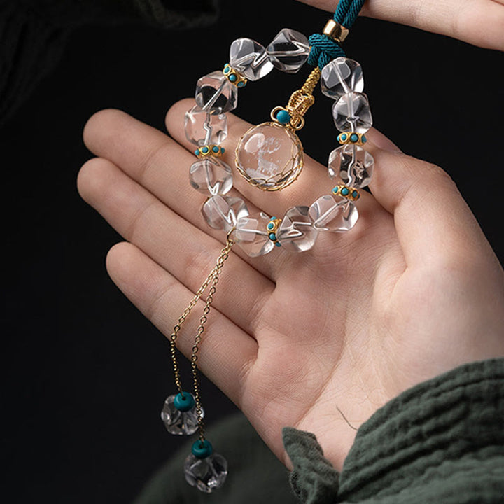 Buddha Stones White Crystal Deer Gourd Protection Car Hanging Decoration - image 4