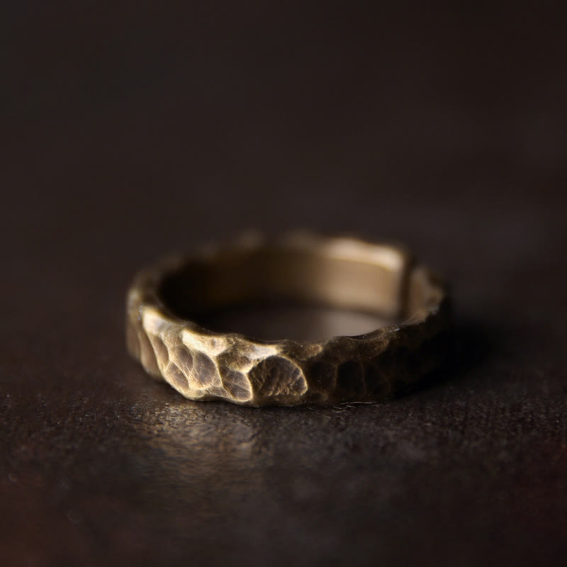 Buddha Stones Tibetan Bump Texture Design Copper Brass Luck Ring - Men(Index Finger Type) - 3.5mm - image 1