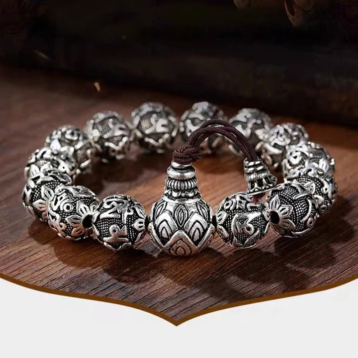 Buddha Stones Tibetan Om Mani Padme Hum Carved Alloy Beads Amulet Bracelet - image 8