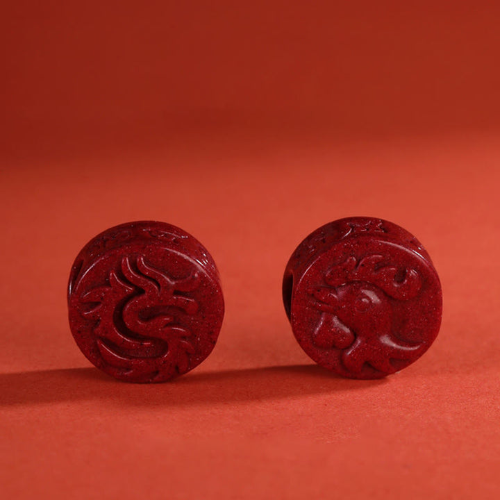Buddha Stones Year of the Dragon 925 Sterling Silver Chinese Zodiac Cinnabar Auspicious Matches Blessing Bracelet - image 9