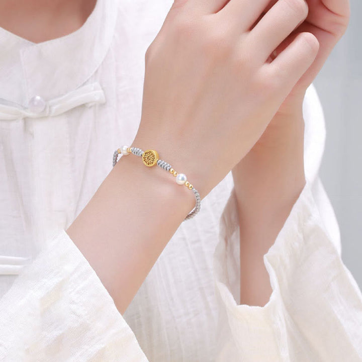 Buddha Stones Copper Coin Fortune Tree Pearl Luck Blue Rope Braided Bracelet - image 30