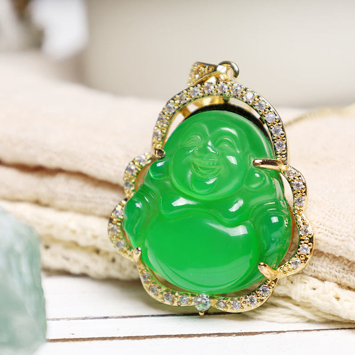 Buddha Stones Good Luck Laughing Buddha Necklace - image 3
