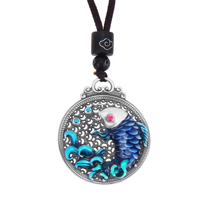 Buddha Stones 999 Sterling Silver Luck Koi Fish Success Prosperity Necklace Pendant - image 5