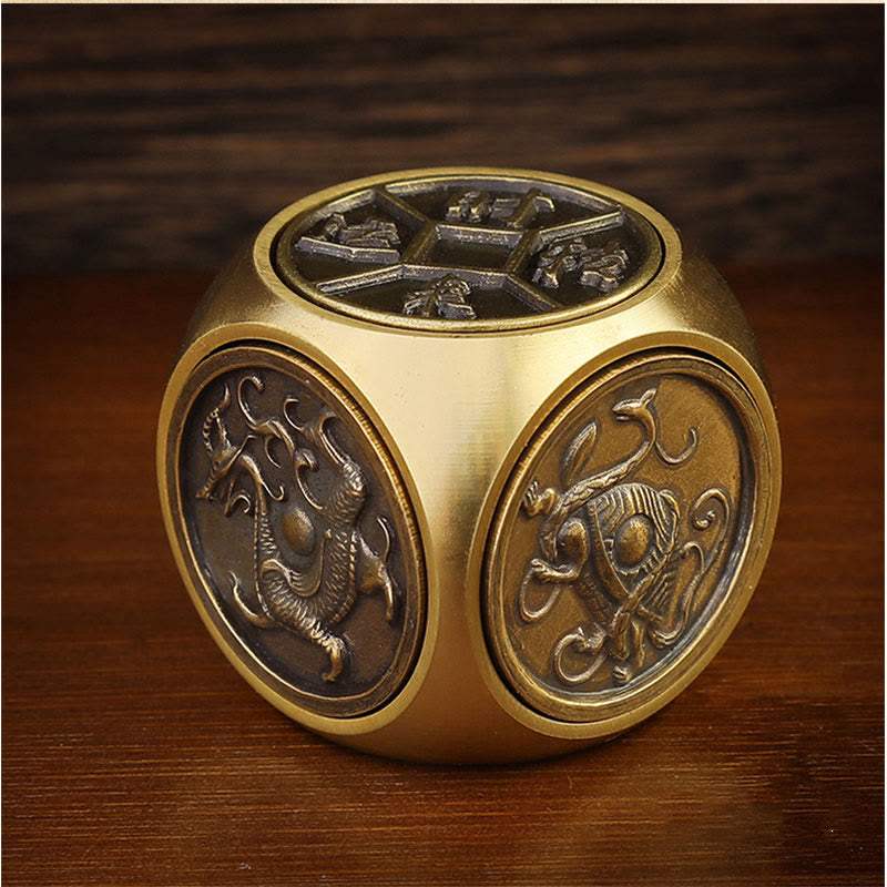 Buddha Stones Four Beasts Feng Shui Yin Yang Bagua Copper Coin Harmony Rotatable Decoration - Four Beasts 3*3cm - image 2