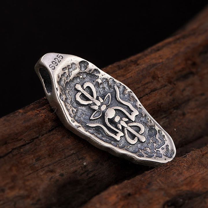 Buddha Stones Tibetan 925 Sterling Silver Om Mani Padme Hum Dorje Vajra Engraved Strength Necklace Pendant - image 8