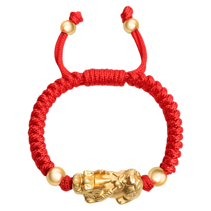 Buddha Stones 999 Sterling Silver PiXiu Wealth King Kong Knot String Braided Kids Child Bracelet - image 9