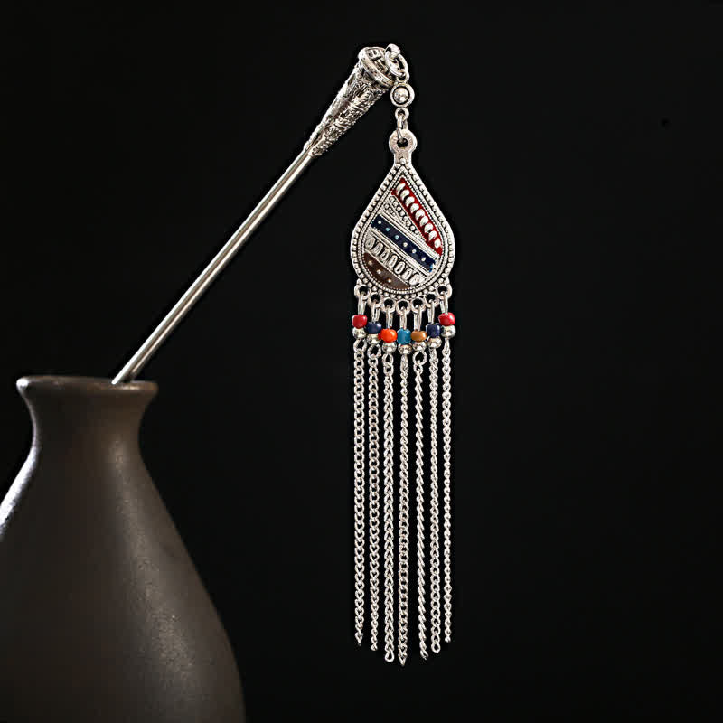 Water Drop Lily of the Valley Flowers Tassels Confidence Hairpin - Water Drop-Colorful - image 5