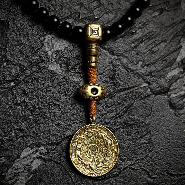 Buddha Stones Tibetan 108 Mala Beads Black Onyx Tiger Eye Beads Nine Palaces Bagua Protection Bracelet - image 6
