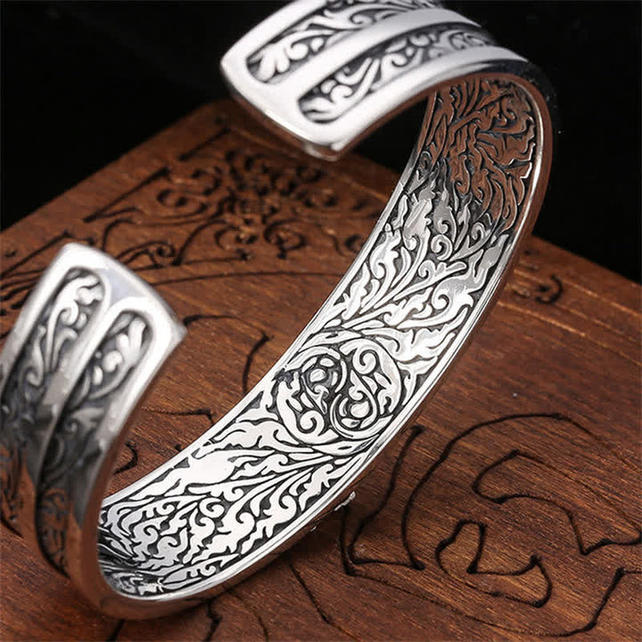 Buddha Stones 925 Sterling Silver Vajra Dorje Engraved Spiritual Power Bracelet Bangle - image 4