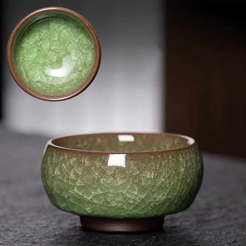 Buddha Stones Chinese Green Ice Crack Design Jianzhan Kiln Change Porcelain Teacup Kung Fu Tea Cup - image 1