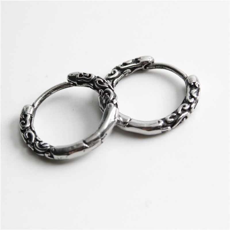 Buddha Stones Viking Celtic Hoop Titanium Steel Balance Earrings - image 2