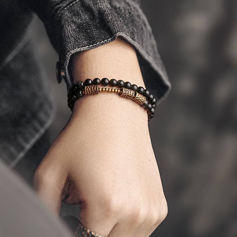 Buddha Stones Rainbow Obsidian Copper Love Double Wrap Bracelet - image 8