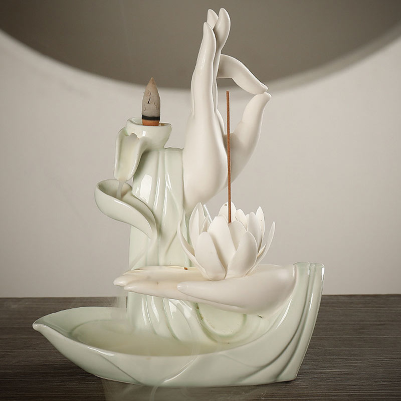 Buddha StonesTibetan Lotus Blessing Incense Burner Decoration - image 8