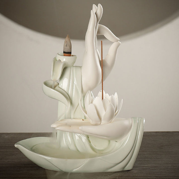 Buddha StonesTibetan Lotus Blessing Incense Burner Decoration - image 8