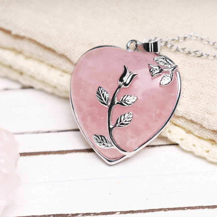 Buddha Stones Natural Healing Crystals Heart Pendant Necklaces - image 5