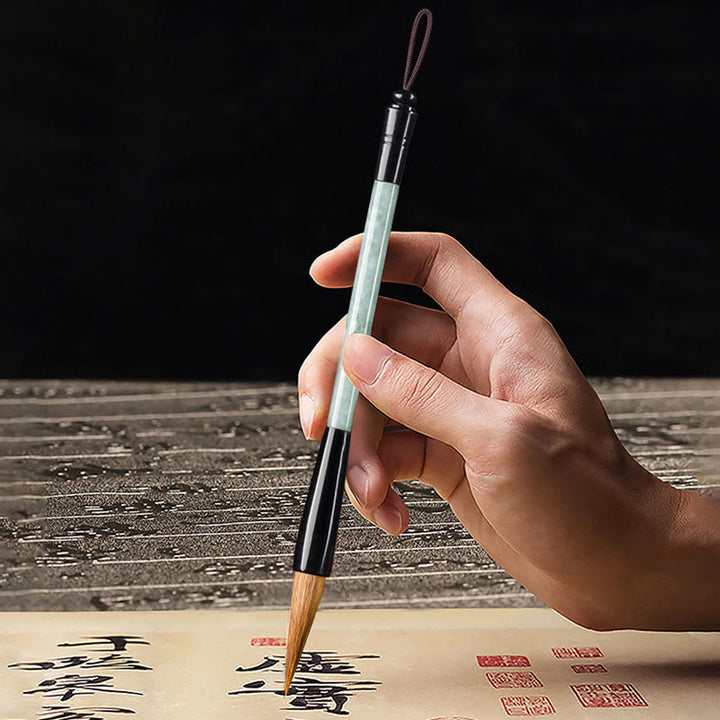 Buddha Stones Natural Jade Luck Chinese Calligraphy Brush Pen Chinese Writing Brush With Gift Box - image 3