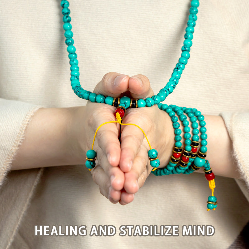 Buddha Stones Tibetan Turquoise Healing Mala Bracelet - image 3