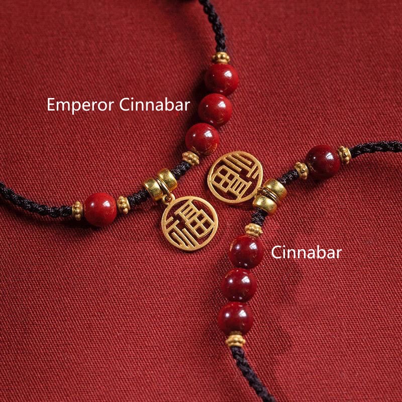 Buddha Stones Cinnabar Bead Fu Character Charm Blessing Braided String Bracelet - image 2