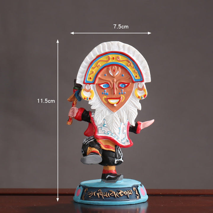 Buddha Stones Tibetan Opera Face Mask Puppet Home Office Car Decoration Ornament - White Mask Puppet 11.5*7.5cm - image 14