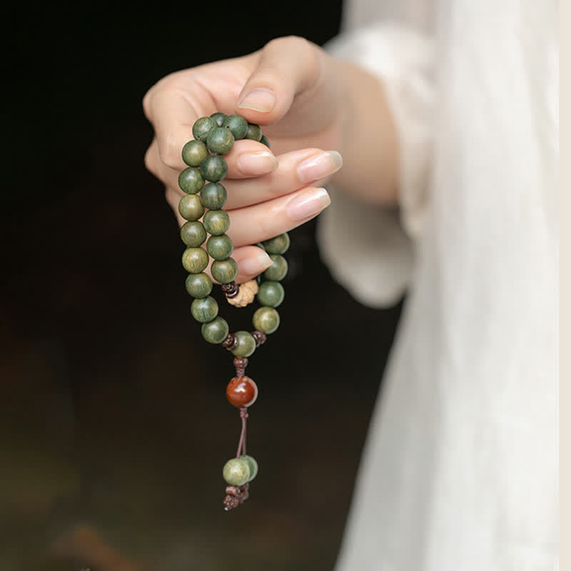 Buddha Stones Green Sandalwood Positive Peace Bracelet - image 1