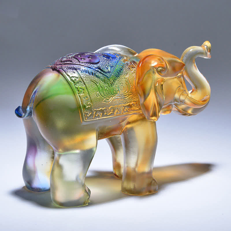Handmade Liuli Crystal Elephant Art Piece Wisdom Wealth Home Decoration - image 6