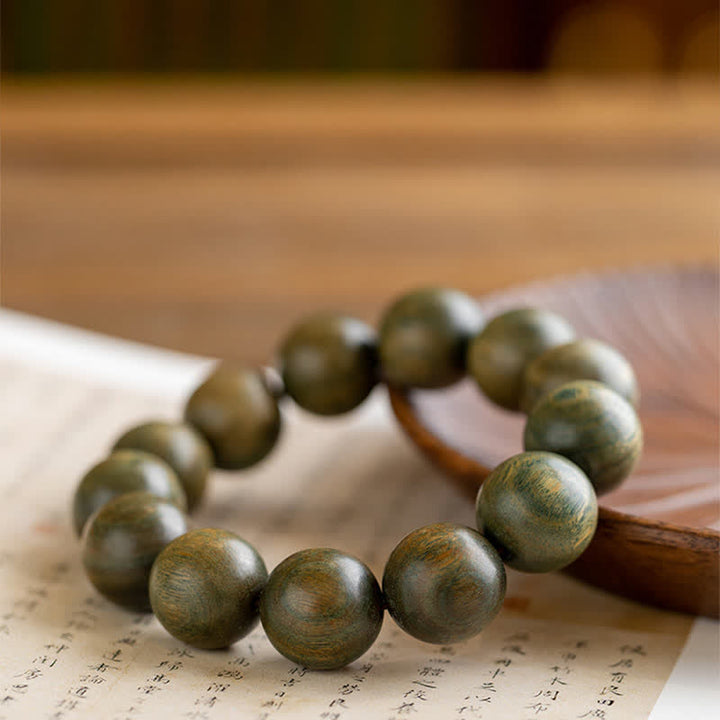 Buddha Stones Tibetan Green Sandalwood Soothing Cure Bracelet - image 2