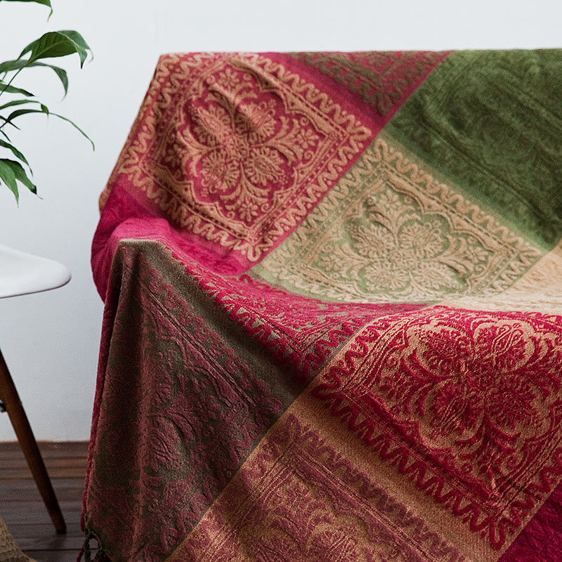 Buddha Stones Tibetan Multicolored Flower Pattern Hand-Dyed Blanket - image 1