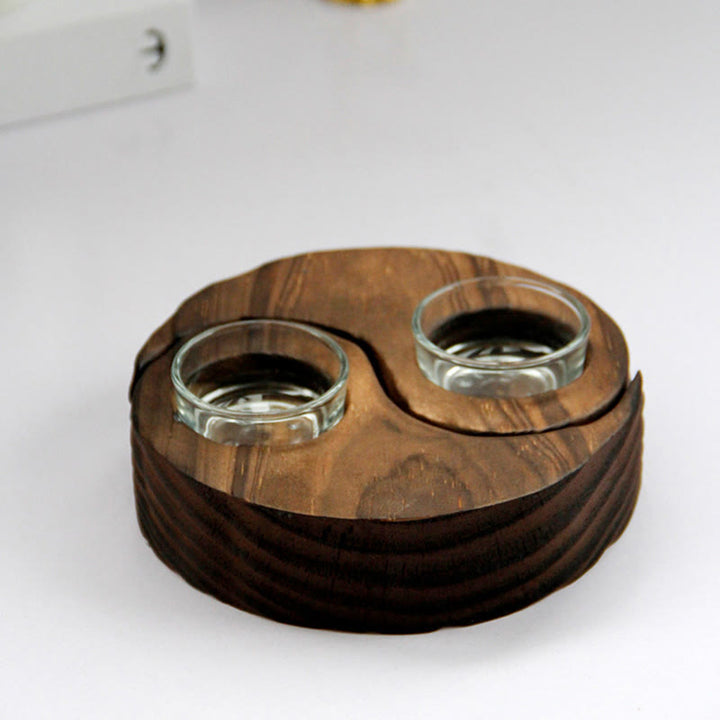 Buddha Stones Yin Yang Wood Candle Holder Meditation Rituals Use Items - image 15