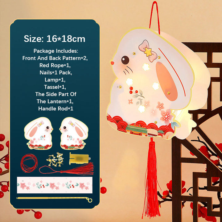 Buddha Stones DIY Good Luck Cute Rabbit Paper Lantern Lamp Mid-Autumn Festival Lantern Decoration - Standing Rabbit Lantern - image 7