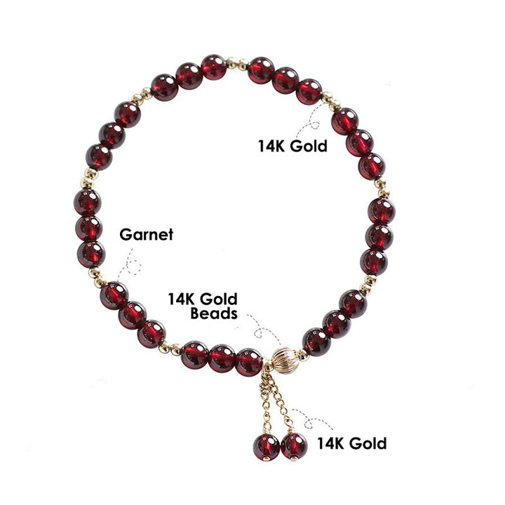 Buddha Stones 14K Gold Natural Garnet Calm Bracelet - image 9
