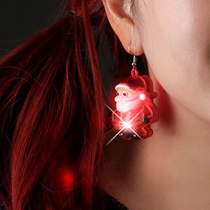 Led Christmas Santa Claus Tree Elk Luminous Earrings - image 5