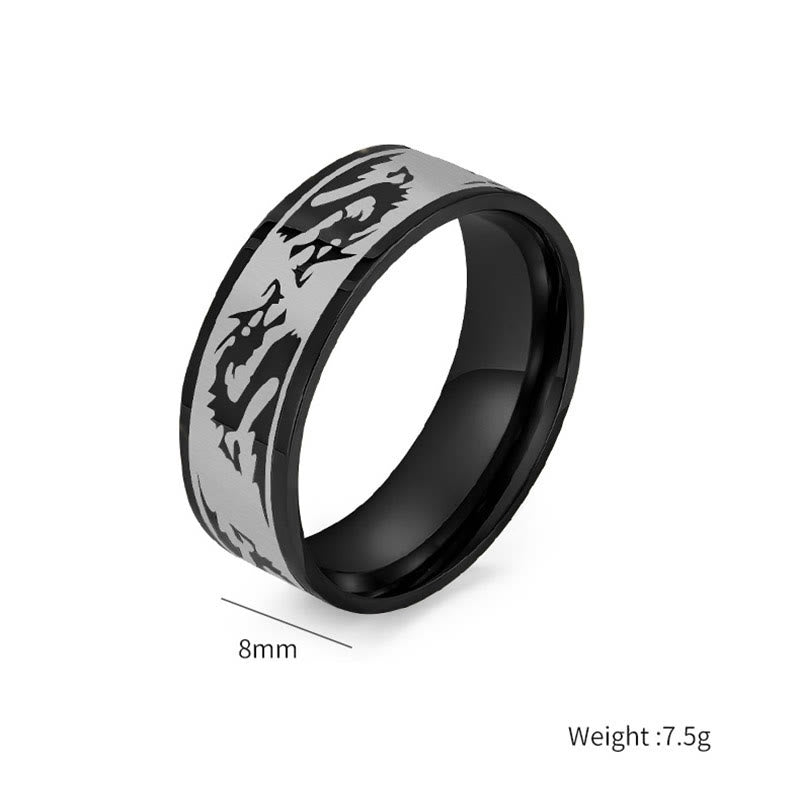 Buddha Stones Dragon Carved Protection Strength Titanium Steel Ring - image 7
