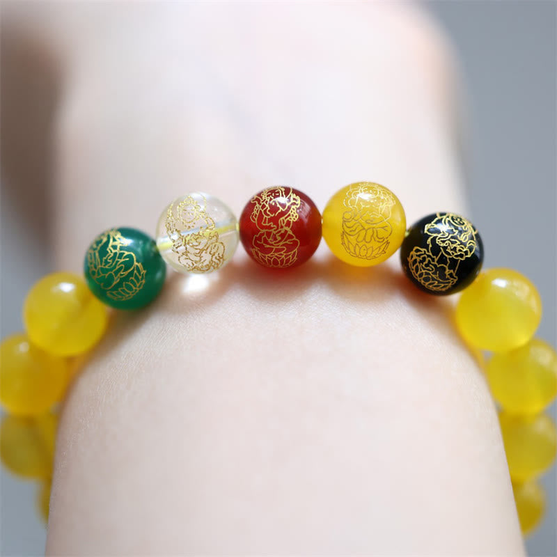 Buddha Stones Five Elements God of Wealth Various Agate Crystal Wealth Bracelet - image 4