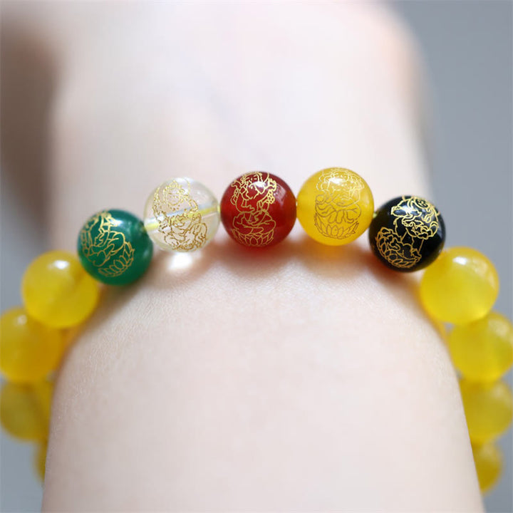 Buddha Stones Five Elements God of Wealth Various Agate Crystal Wealth Bracelet - image 4