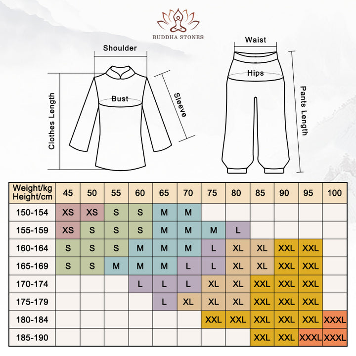 Buddha Stones Meditation Zen Prayer Spiritual Tai Chi Qigong Practice Unisex Embroidery Clothing Set - image 5