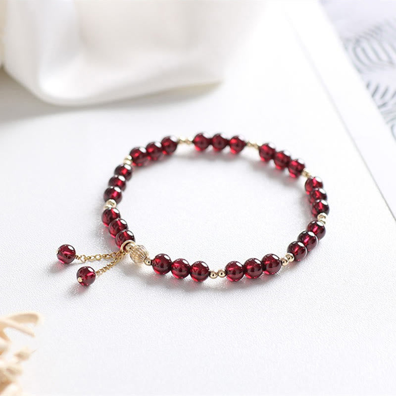 Buddha Stones 14K Gold Natural Garnet Calm Bracelet - Garnet(Purification♥Protection) - image 0