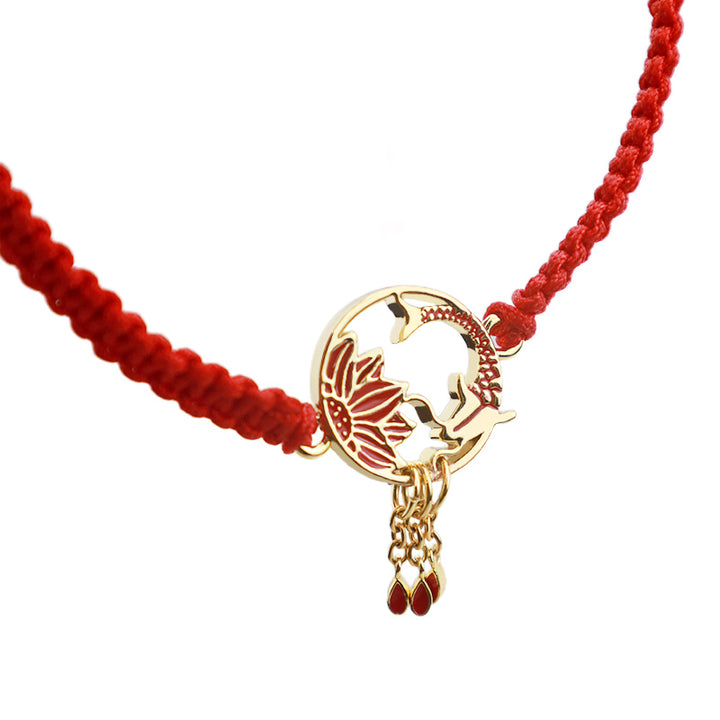 Buddha Stones Tibetan Handmade Lotus Koi Fish Lucky Red String Bracelet - image 7