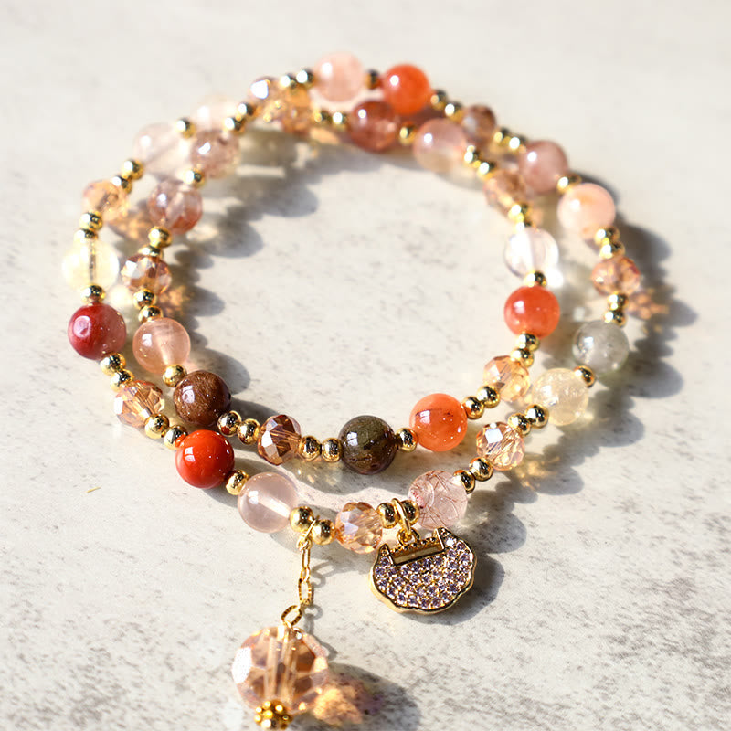 Buddha Stones Colorful Rutilated Quartz Double Wrap Spiritual Growth Bead Bracelet - image 2